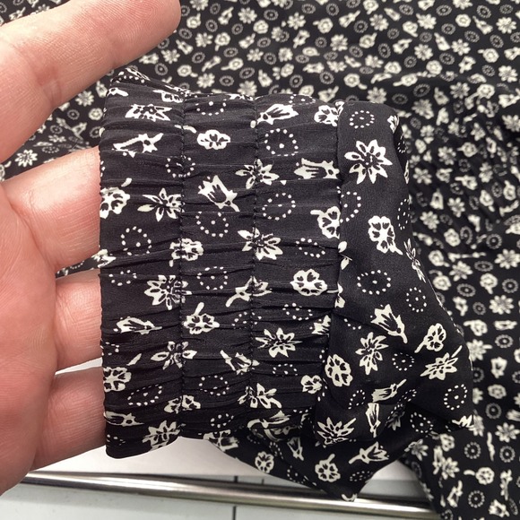 Vintage Andrea Gayle Floral Dress Suit Set Size 10 Black White Pearl Button - Picture 7 of 12